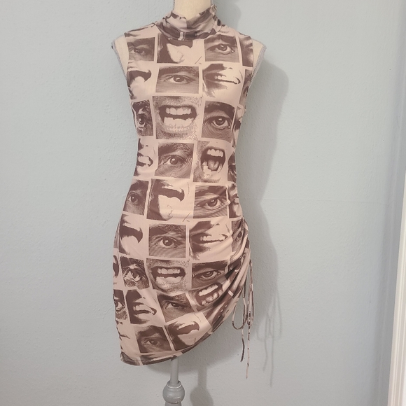 Pretty Garbage Dresses & Skirts - Pretty Garbage Eyes & Mouth Turtleneck Dress NWT Size Large